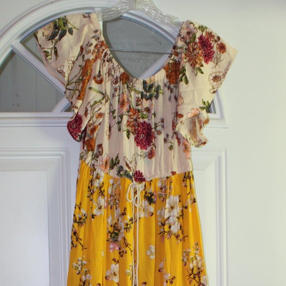 Umgee Floral Print Peasant Style Maxi Dress Size Small NWT - Picture 1 of 7